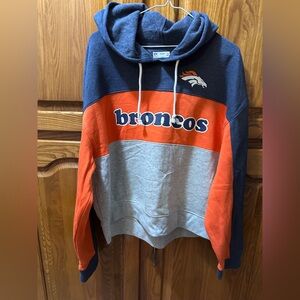 NFL Ladies Broncos Navy and Orange Hoodie  Size XL NWT